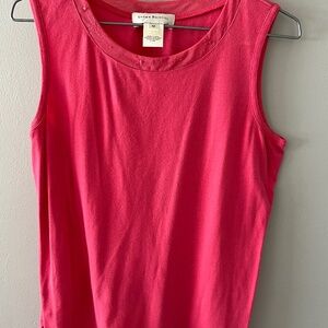 100% Cotton pink sleeveless top with pretty neckline trim